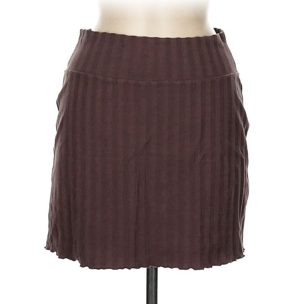 Aerie small brown OG groove ribbed mini bodycon skirt